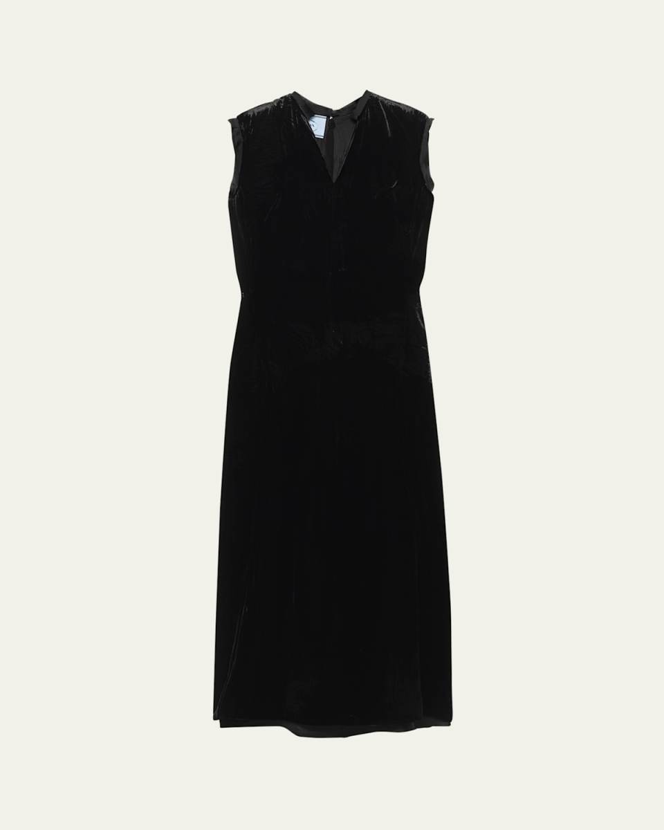 Velvet Bow-Back Sleeveless Midi Dress